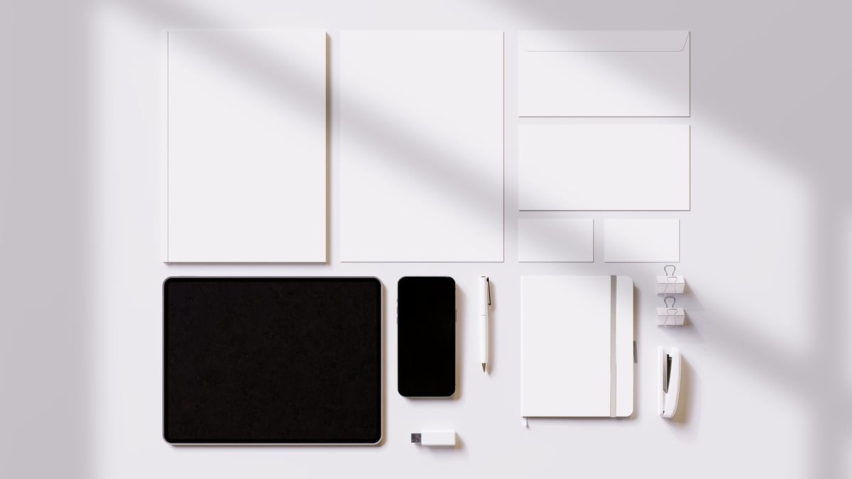 Brand templates and stationery arranged as one consistent system