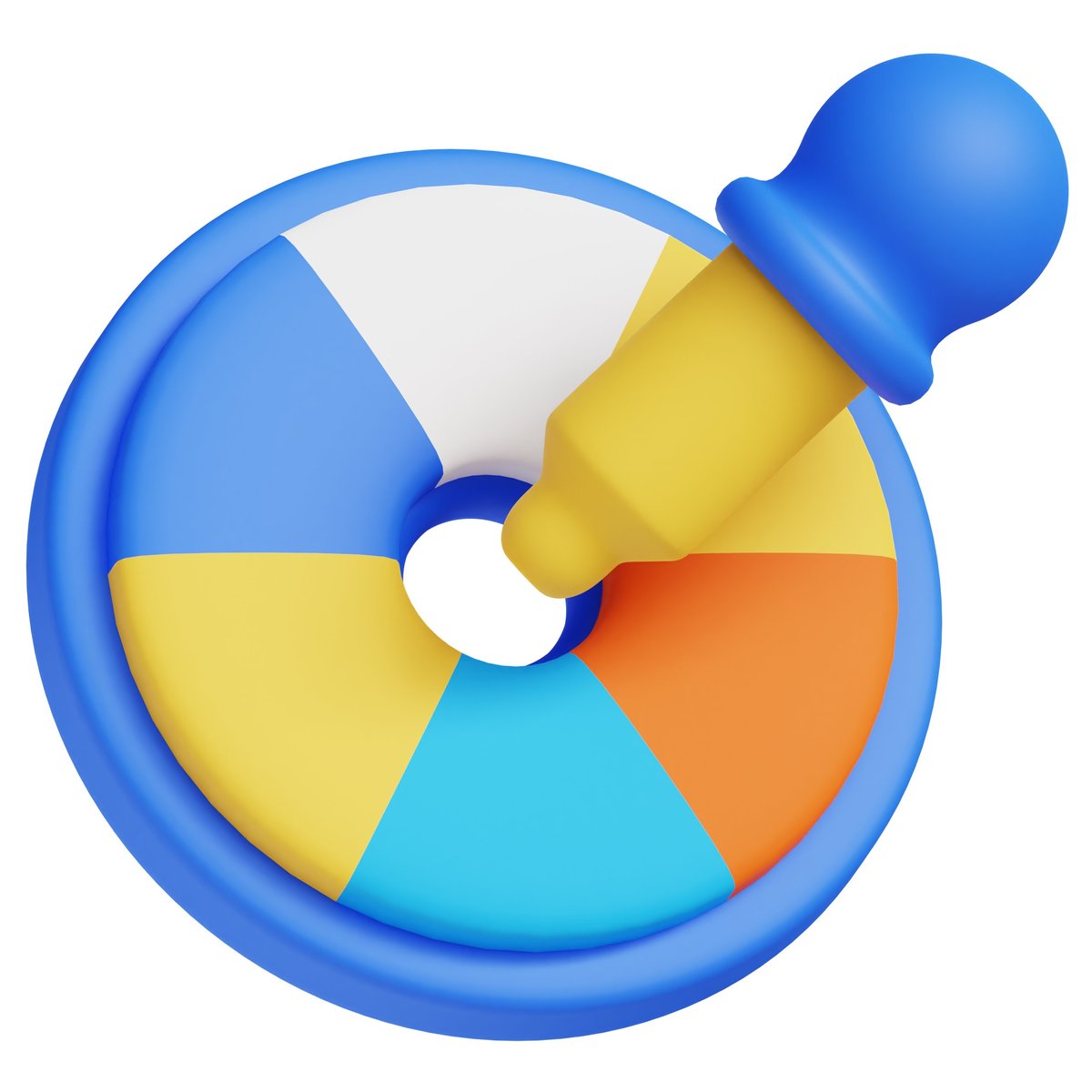 3D colour picker icon illustration — colour selection and palette tools for branding and design