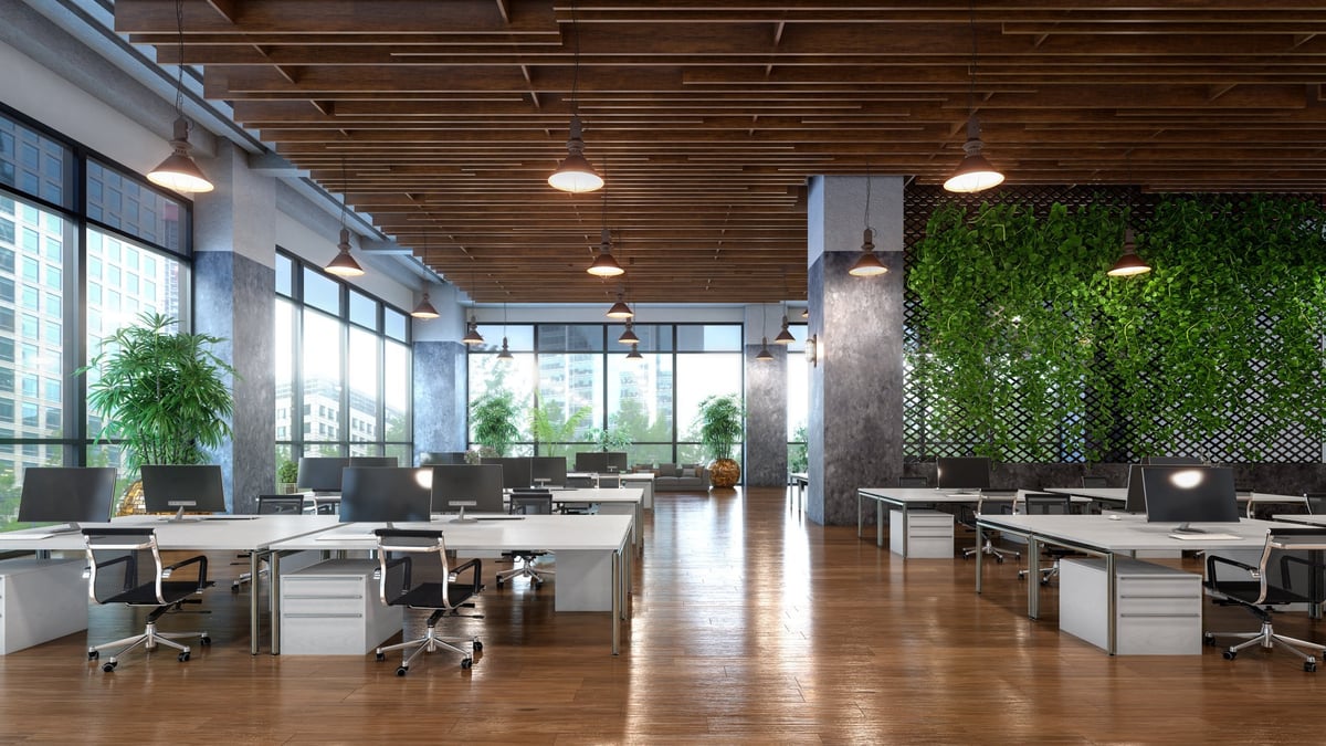 Modern open-plan office with natural light, representing a strategic web design workspace in South Wales