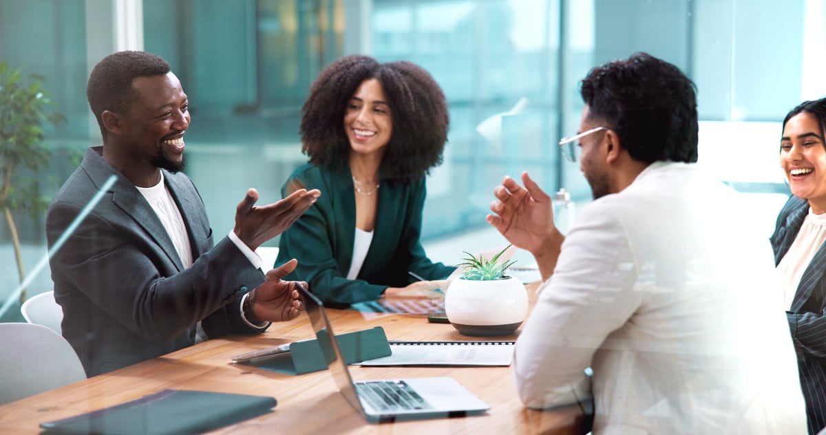 Business team collaborating on strategic web design in a modern UK office