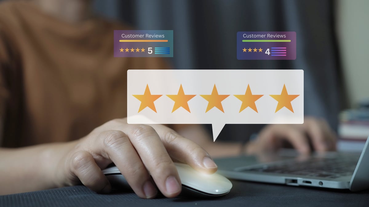 Client reviews and star ratings shown prominently on a site