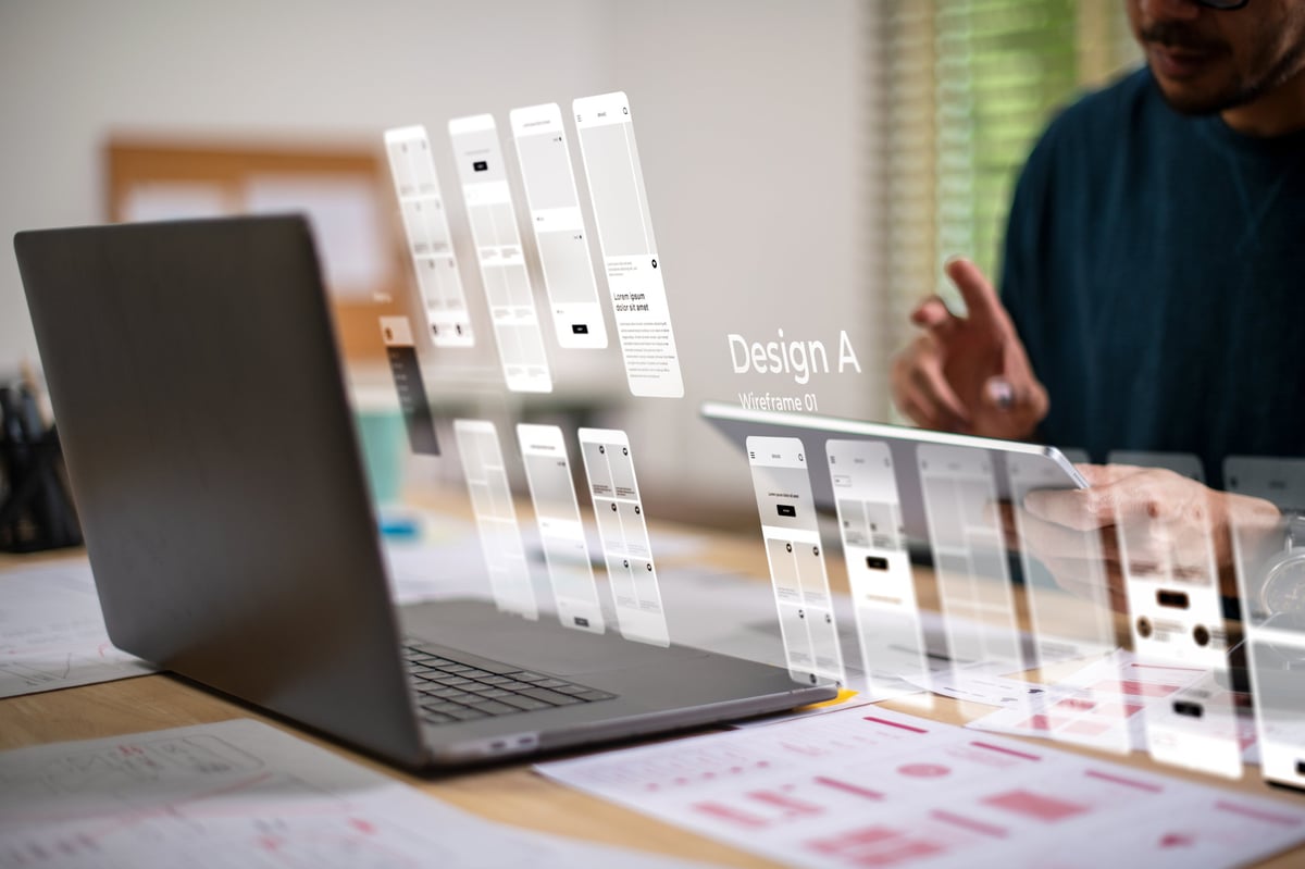 Typography specimens and brand guidelines being reviewed